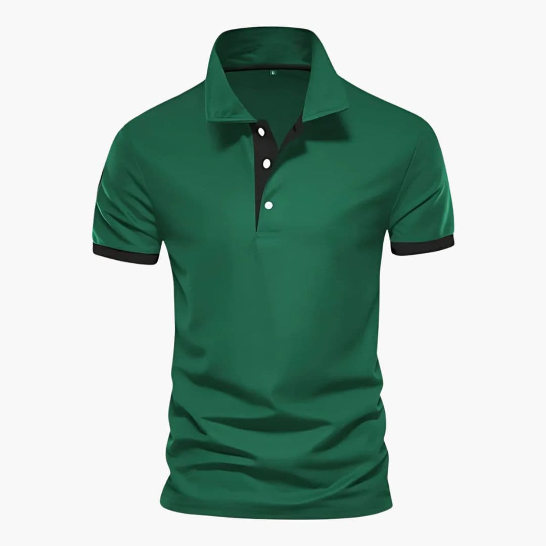 Men's polo shirt with contrast collar and short sleeves
