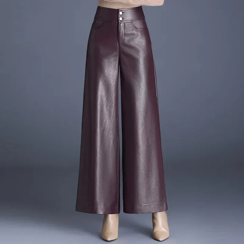 Monroe Faux Leather Wide Leg Hose
