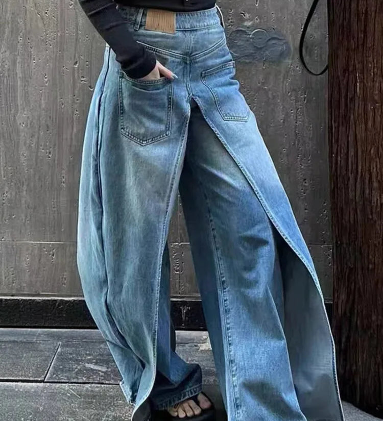 Phantom Split Wide Leg Jeans