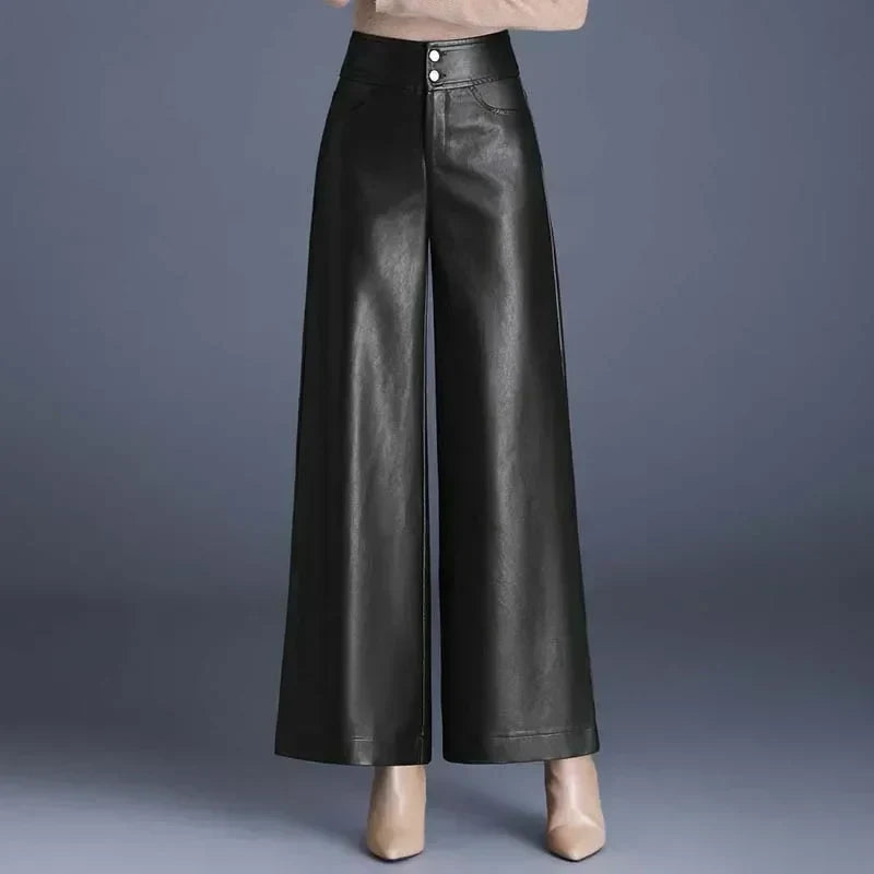 Monroe Faux Leather Wide Leg Hose