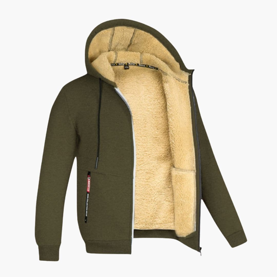 Men's Zip-Up Hoodie with Fleece Lining