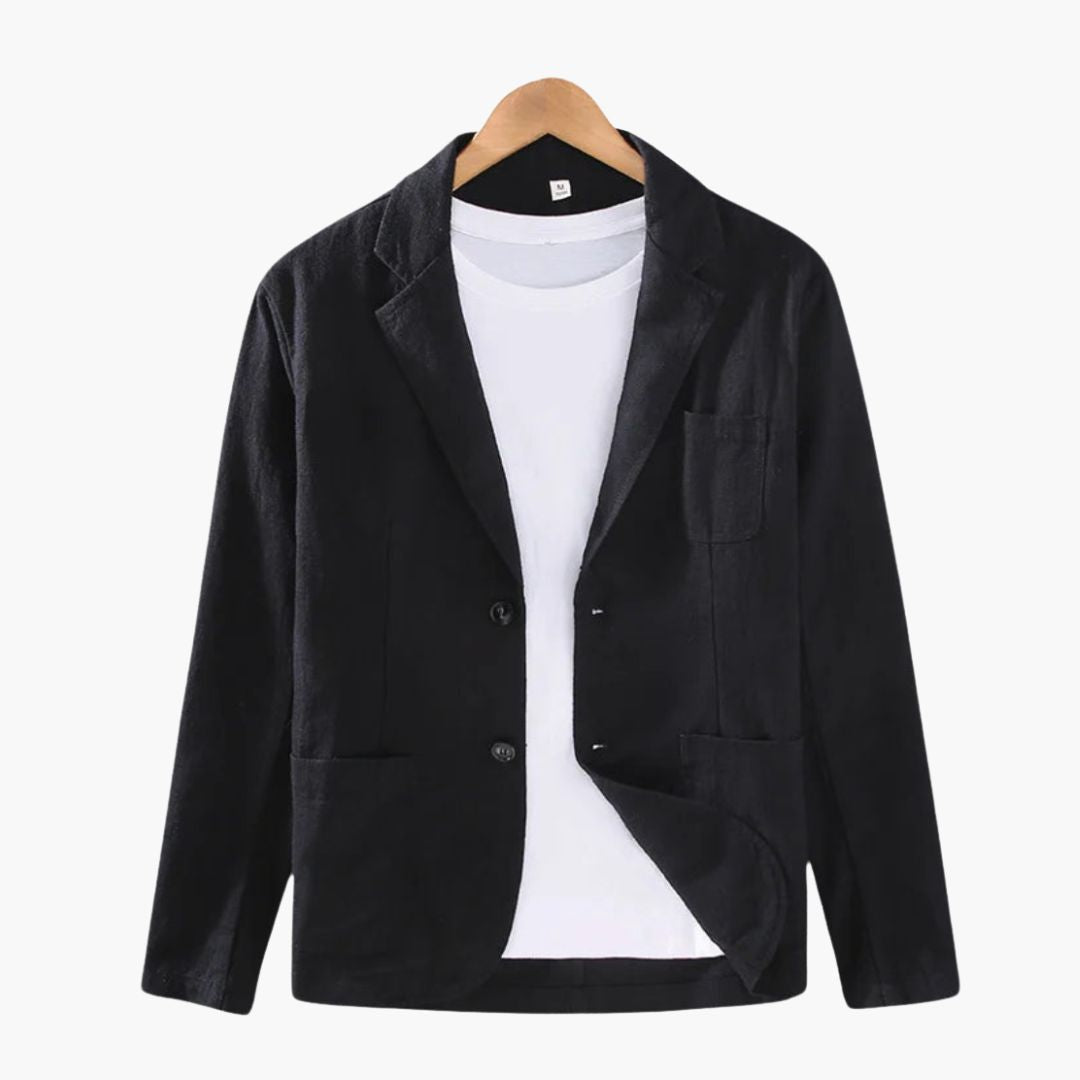 Men's Blazer Jacke with Notched Lapel Collar