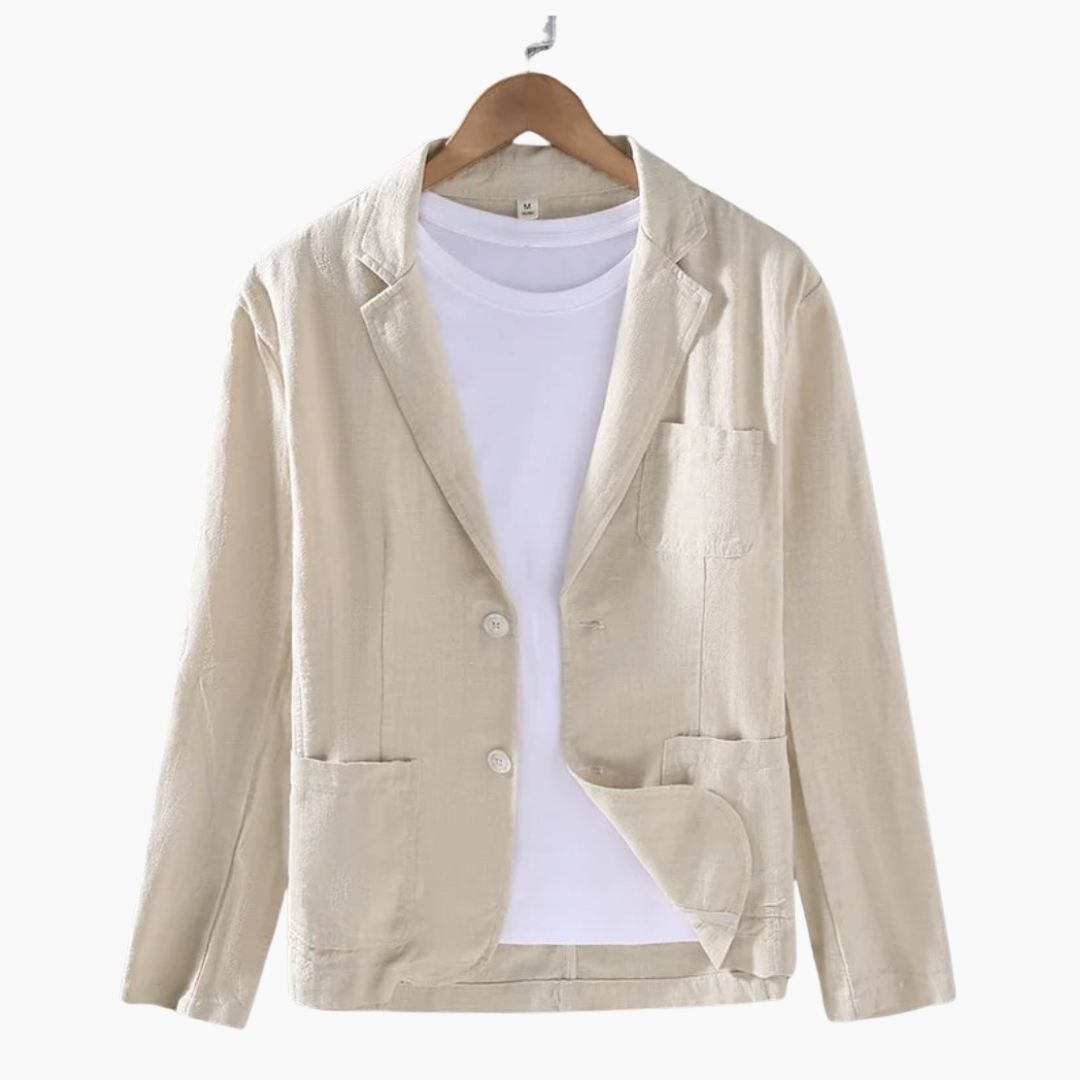Men's Blazer Jacke with Notched Lapel Collar