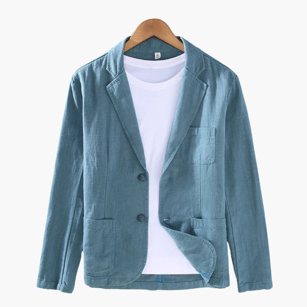 Men's Blazer Jacke with Notched Lapel Collar