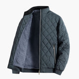 Men's Quilted Jacke with Inner Lining and Front Zipper Closure