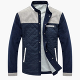 Quilted Jacke for Men with Stand-up Collar and Snap Button Closure