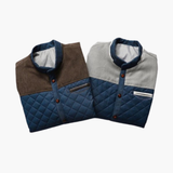 Quilted Jacke for Men with Stand-up Collar and Snap Button Closure