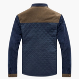 Quilted Jacke for Men with Stand-up Collar and Snap Button Closure