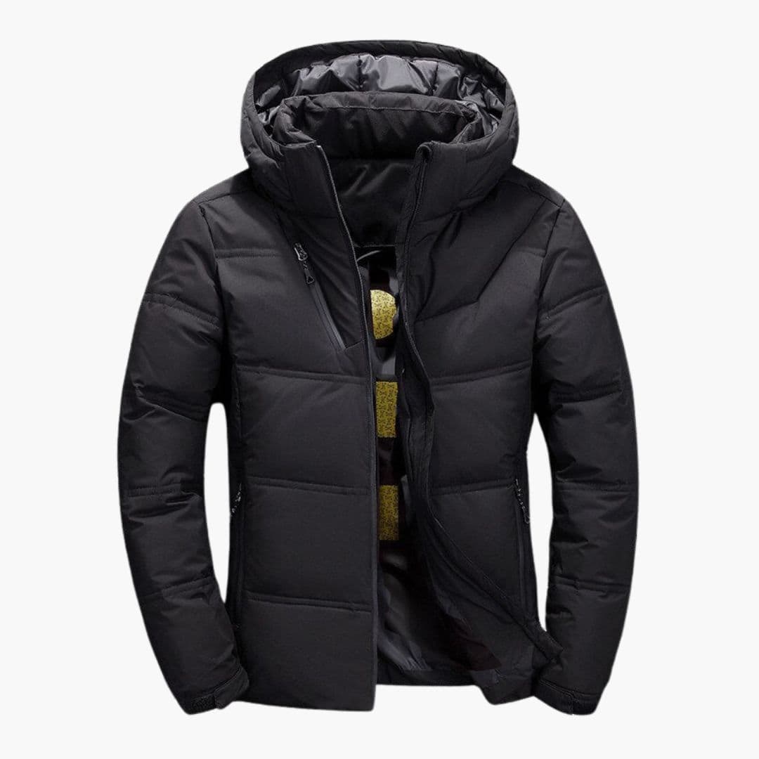 Men's winter Jacke with hood and zippered pockets