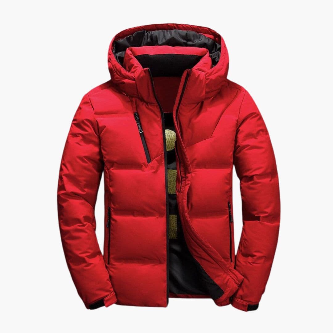 Men's winter Jacke with hood and zippered pockets
