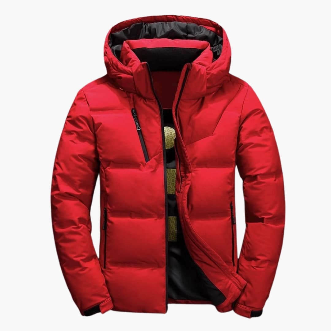 Men's winter Jacke with hood and zippered pockets