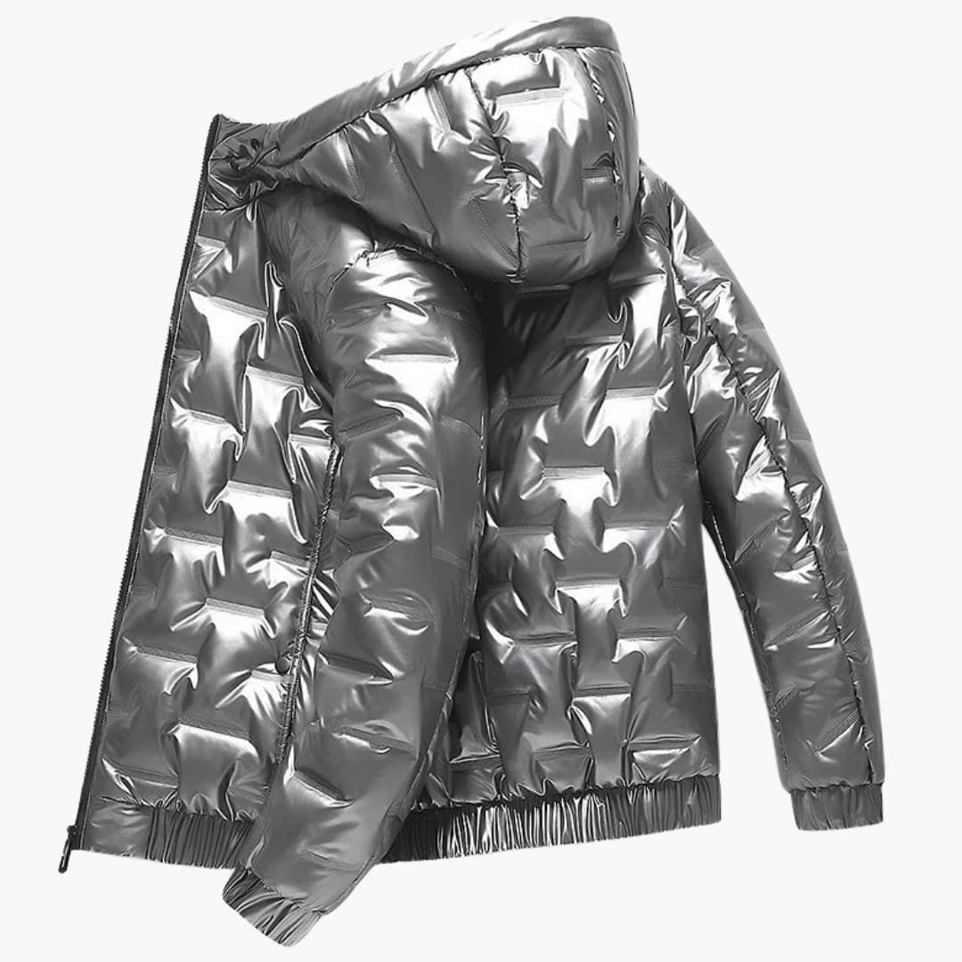 Men's ski Jacke with zip closure and shiny surface