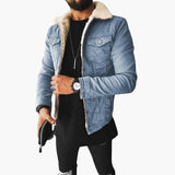 Men's denim Jacke with sherpa collar