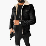 Men's denim Jacke with sherpa collar
