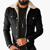 Men's denim Jacke with sherpa collar