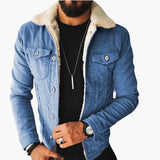 Men's denim Jacke with sherpa collar