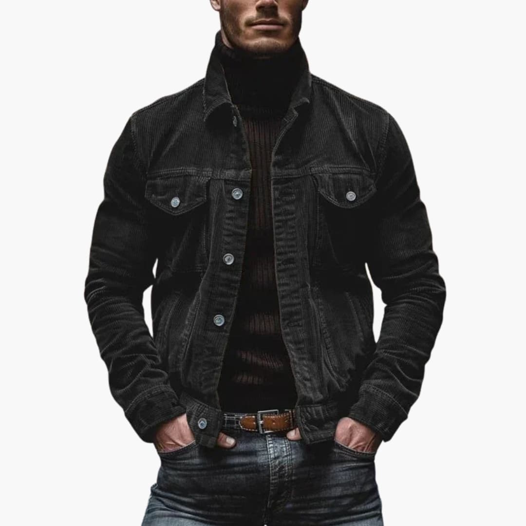 Men's corduroy Jacke with button closure and chest pockets