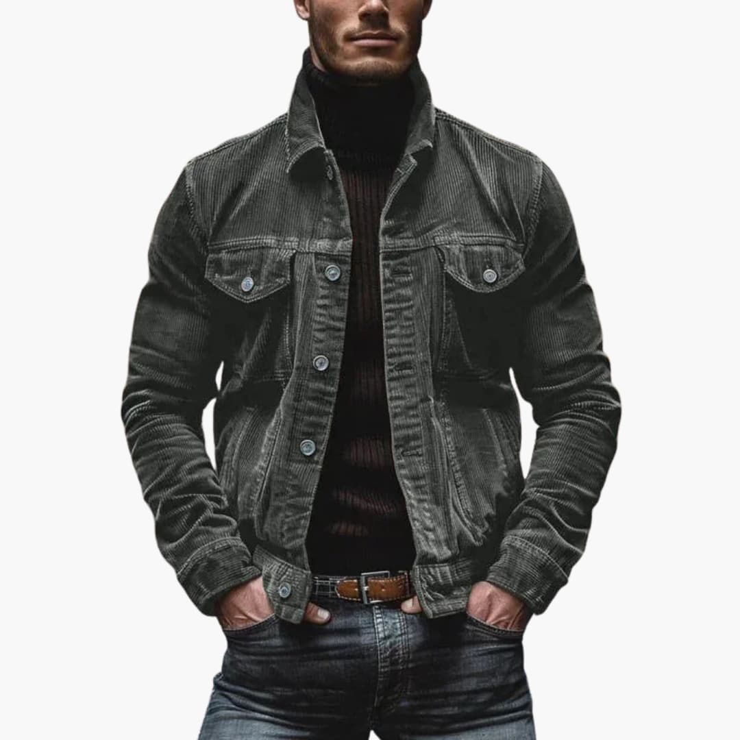 Men's corduroy Jacke with button closure and chest pockets