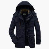 Men's hooded Jacke with zip closure and multiple pockets