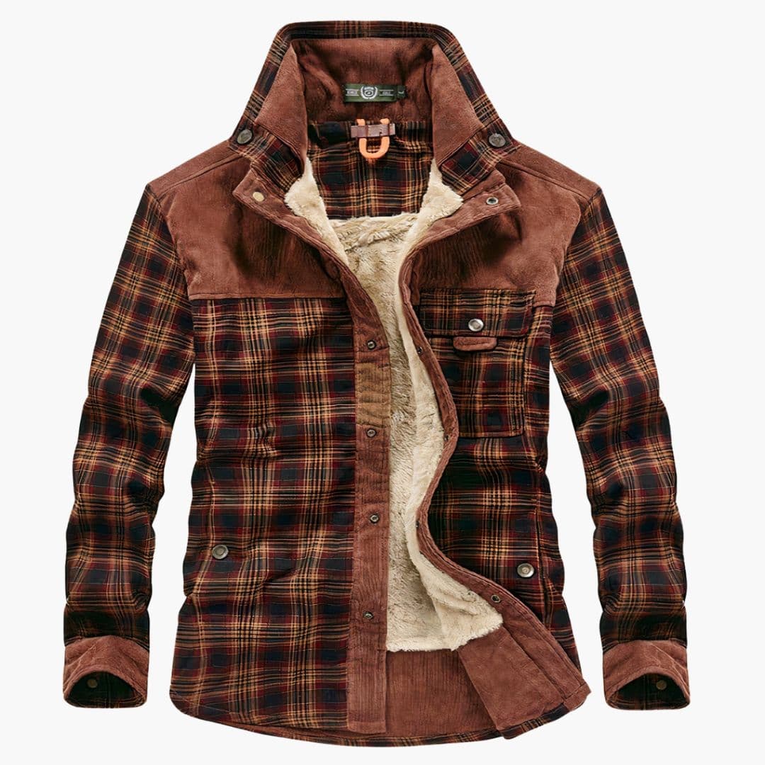 Men's plaid Jacke with button closure