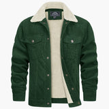 Men's Jacke with faux fur collar and ribbed surface