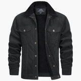 Men's Jacke with faux fur collar and ribbed surface