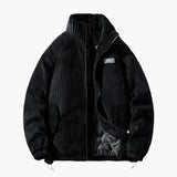 Men's ribbed surface Jacke with zip closure and stand-up collar