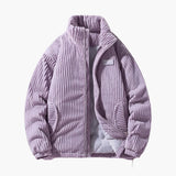 Men's ribbed surface Jacke with zip closure and stand-up collar