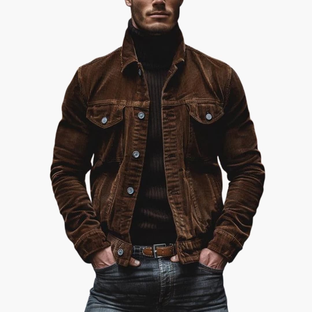Men's corduroy Jacke with button closure