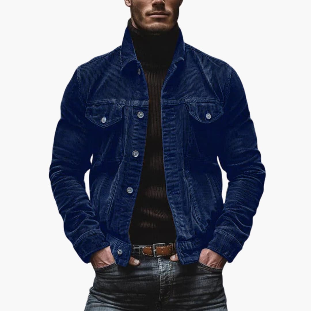 Men's corduroy Jacke with button closure