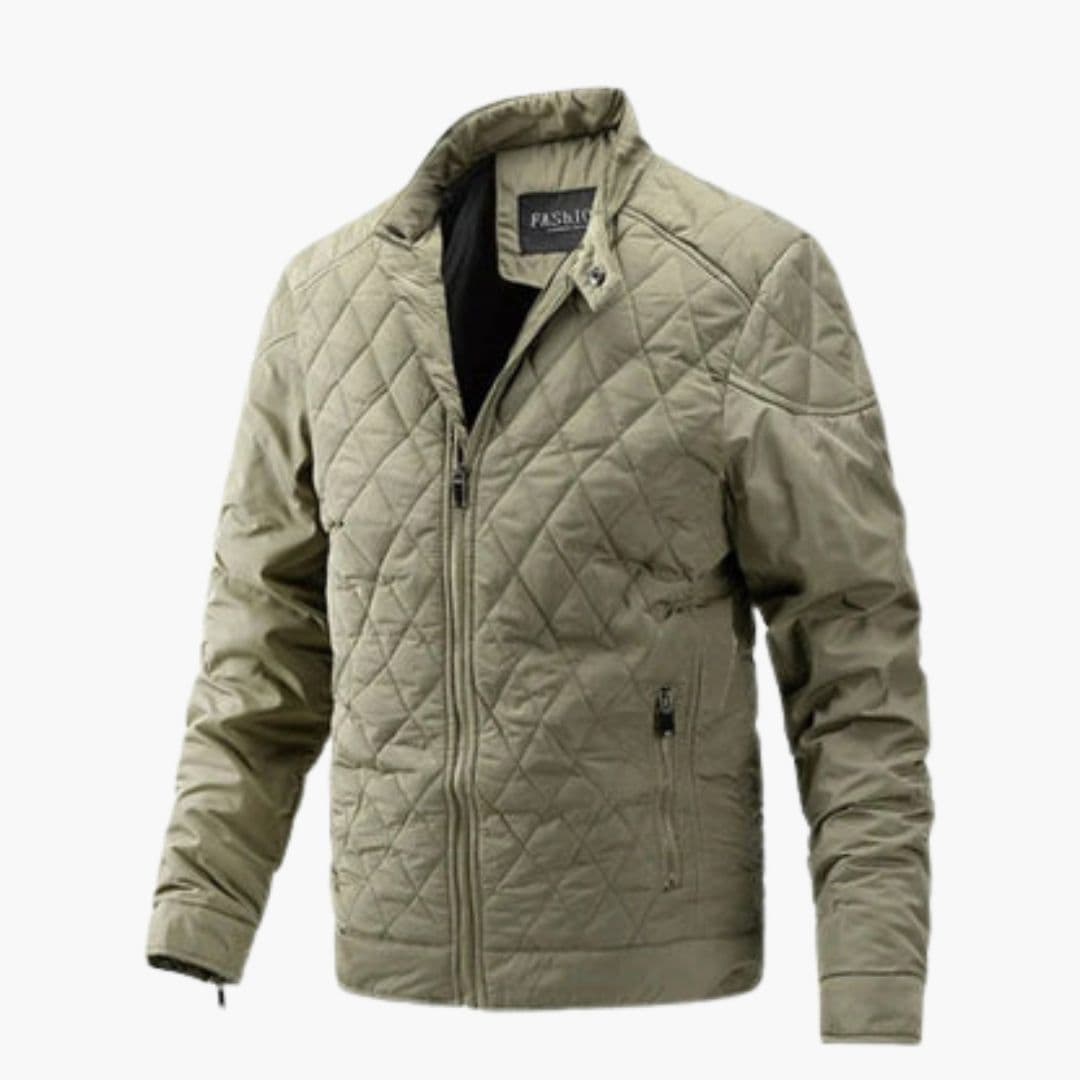 Men's quilted Jacke with stand-up collar and zippered pockets