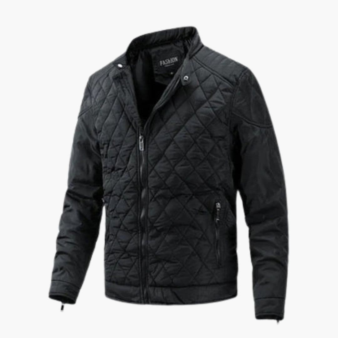 Men's quilted Jacke with stand-up collar and zippered pockets