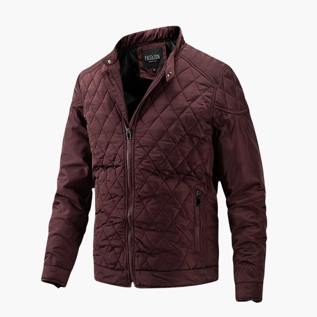 Men's quilted Jacke with stand-up collar and zippered pockets
