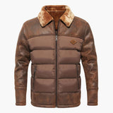 Men's quilted Jacke with faux fur collar