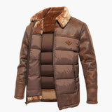 Men's quilted Jacke with faux fur collar
