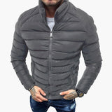 Men's quilted fitted Jacke with stand-up collar