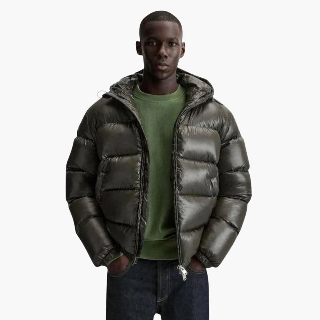 Men's quilted Jacke with hood and quilted lining