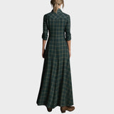 EMMA | Long Checkered Coat with Revers