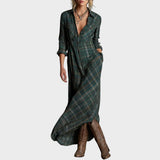 EMMA | Long Checkered Coat with Revers