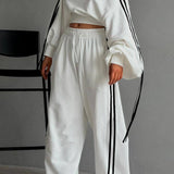 Contrast Bow Wide-Leg Hose