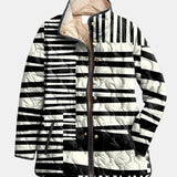Véronique | Gesteppte Jacke mit grafischen Streifen – Schwarz-weisse Streifen